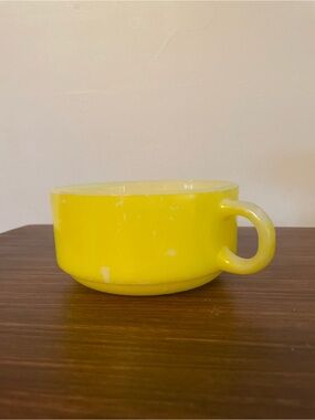 NEON yellow vintage GLASSBAKE  j-2711 soup bowl made of milk glass
